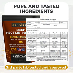 Paleo Pro Beef Protein Powder scoop showing easy measurement for daily portions.