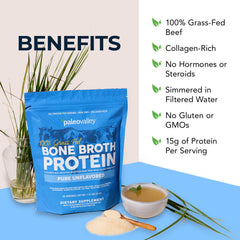 Paleovalley bone broth powder blended in a smoothie for gentle nourishment.