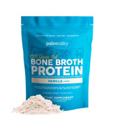 Paleovalley bone broth protein vanilla bottle close-up for daily collagen boost