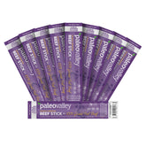 Paleovalley garlic summer sausage beef sticks pack ready to grab for keto snacking.