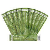 Paleovalley jalapeño beef sticks close-up showing premium grass-fed snack for on-the-go protein.