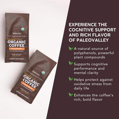 Paleovalley Organic Ground Coffee steaming mug ready to sip.