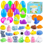PaLeyFer 24-pack Easter eggs with squishy toys for kids, great for baskets.