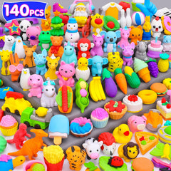 Palmatte 140pcs mini animal erasers pack for classroom rewards and crafts.