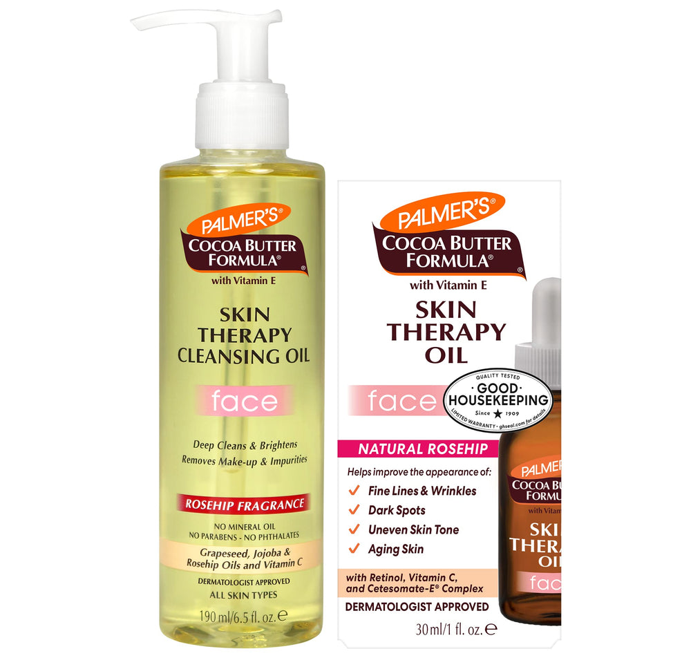 Palmer's cleansing oil dissolves dirt and makeup for a refreshed complexion.