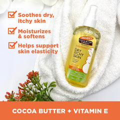 Close-up of the soothing oil’s texture on skin after application