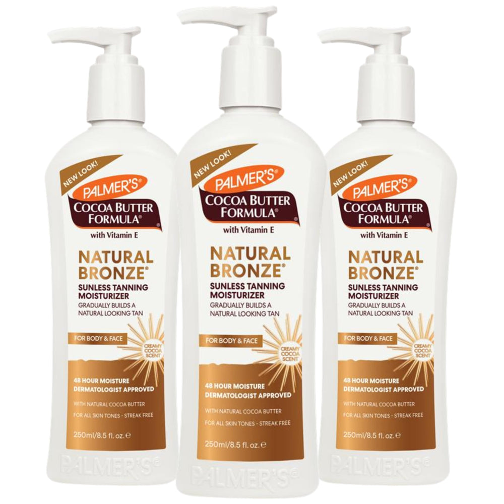 Palmer's Natural Bronze lotion jar demonstrates creamy texture for daily moisturization.