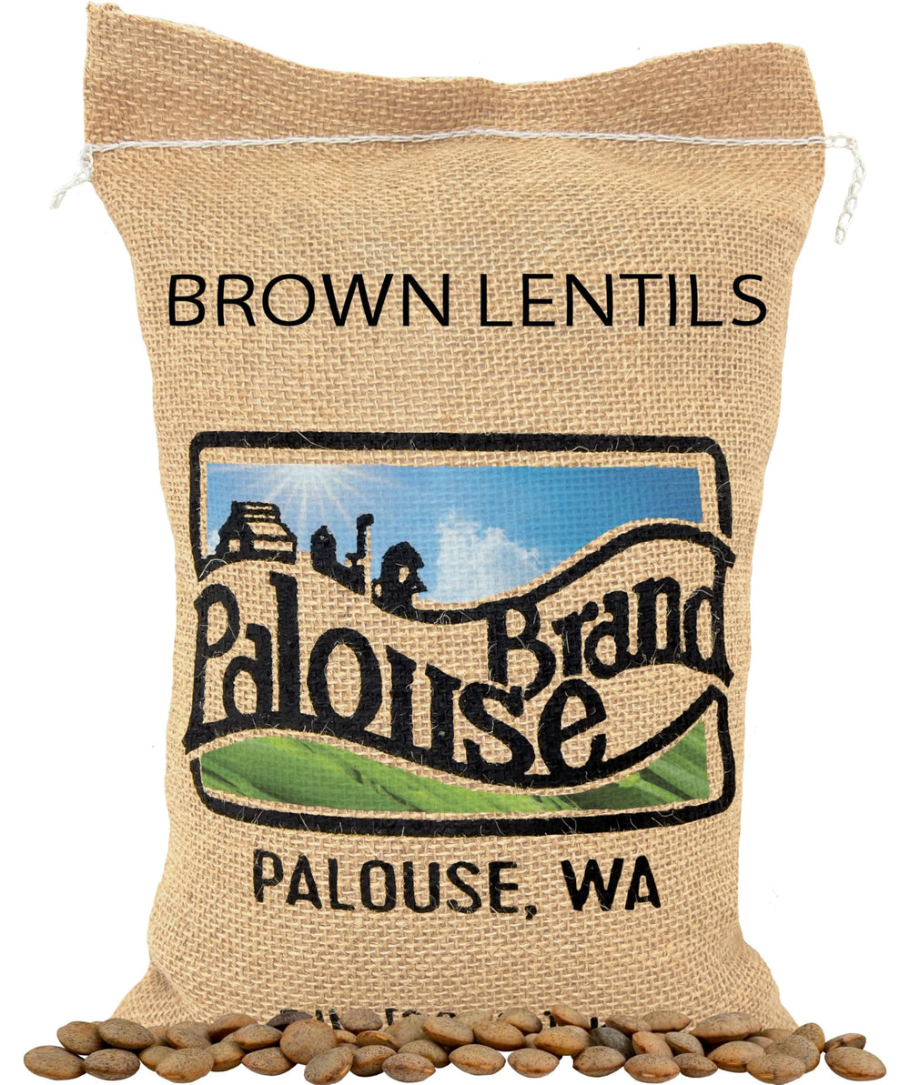 Palouse Brand brown lentils in a 5 lb bag, ideal for pantry staples and quick meals.