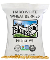 Palouse Brand glyphosate-residue-free wheat berries in a 25-lb bag, great for sprouting.