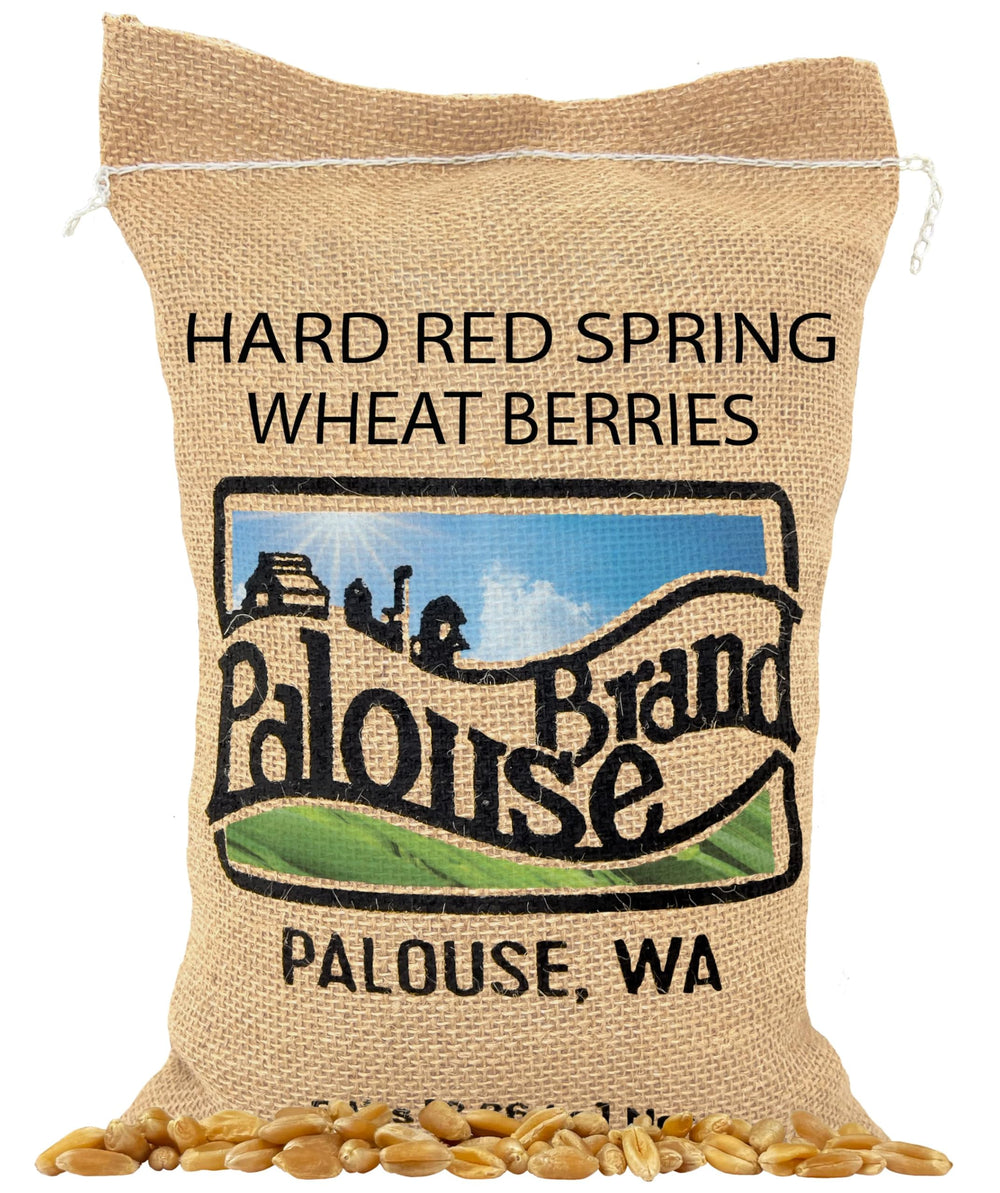 Palouse Brand hard red spring wheat berries 5lb bag ready for milling at home.