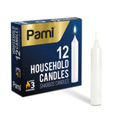 PAMI traditional Shabbat candle sticks 12-pack in box for easy restocking and use