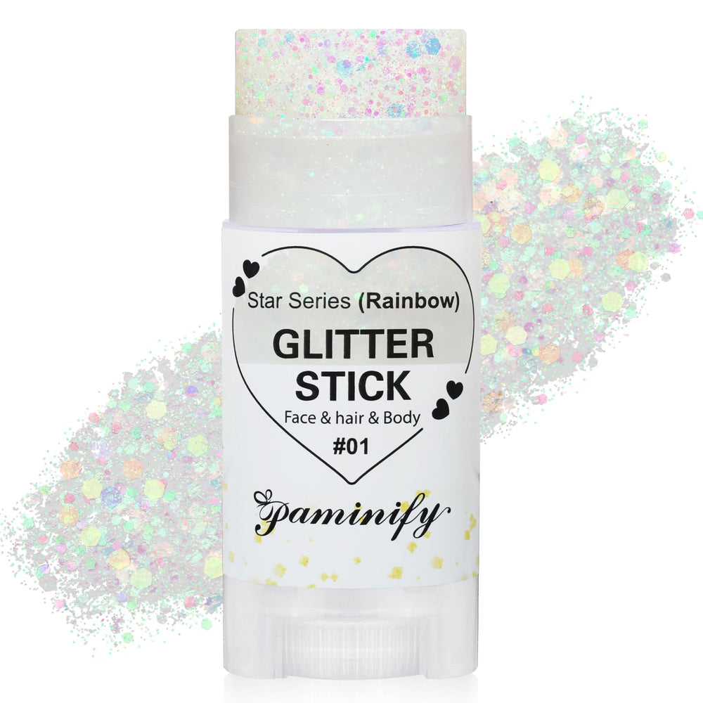 Paminify Rainbow White Glitter Stick adds hair sparkle for mermaid cosplay.