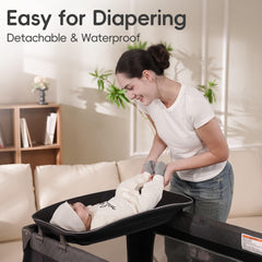 Pamo Babe changing-table surface is easy to wipe clean between diaper changes.