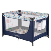 Pamo Babe Compact Pack and Play assembled for quick, easy setup on the go.