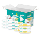 Pampers Sensitive wipes with water-based formula, gentle on delicate baby skin.