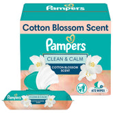 Pampers Clean & Calm Cotton Blossom 12-pack display for easy on-the-go cleaning