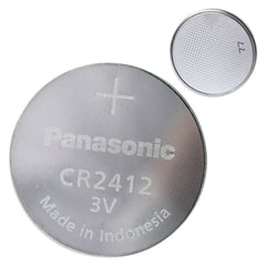 Panasonic CR2412 battery lithium coin cell powers watches and small devices.