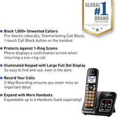 Panasonic KX-TGD830M handset featuring an illuminated keypad for dim lighting
