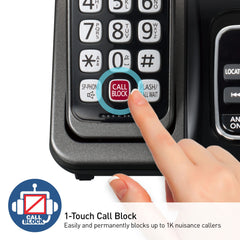 Panasonic KX-TGD833M advanced call block section highlighting blocking options.