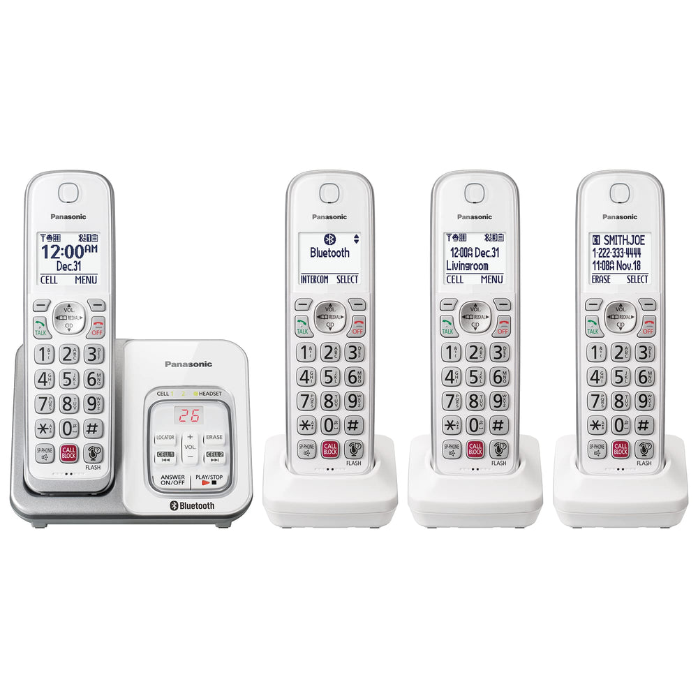 Panasonic KX-TGD864W base dock for clutter-free charging and quick access.