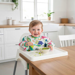 PandaEar blue bib highlights durable, easy-clean material during meals.