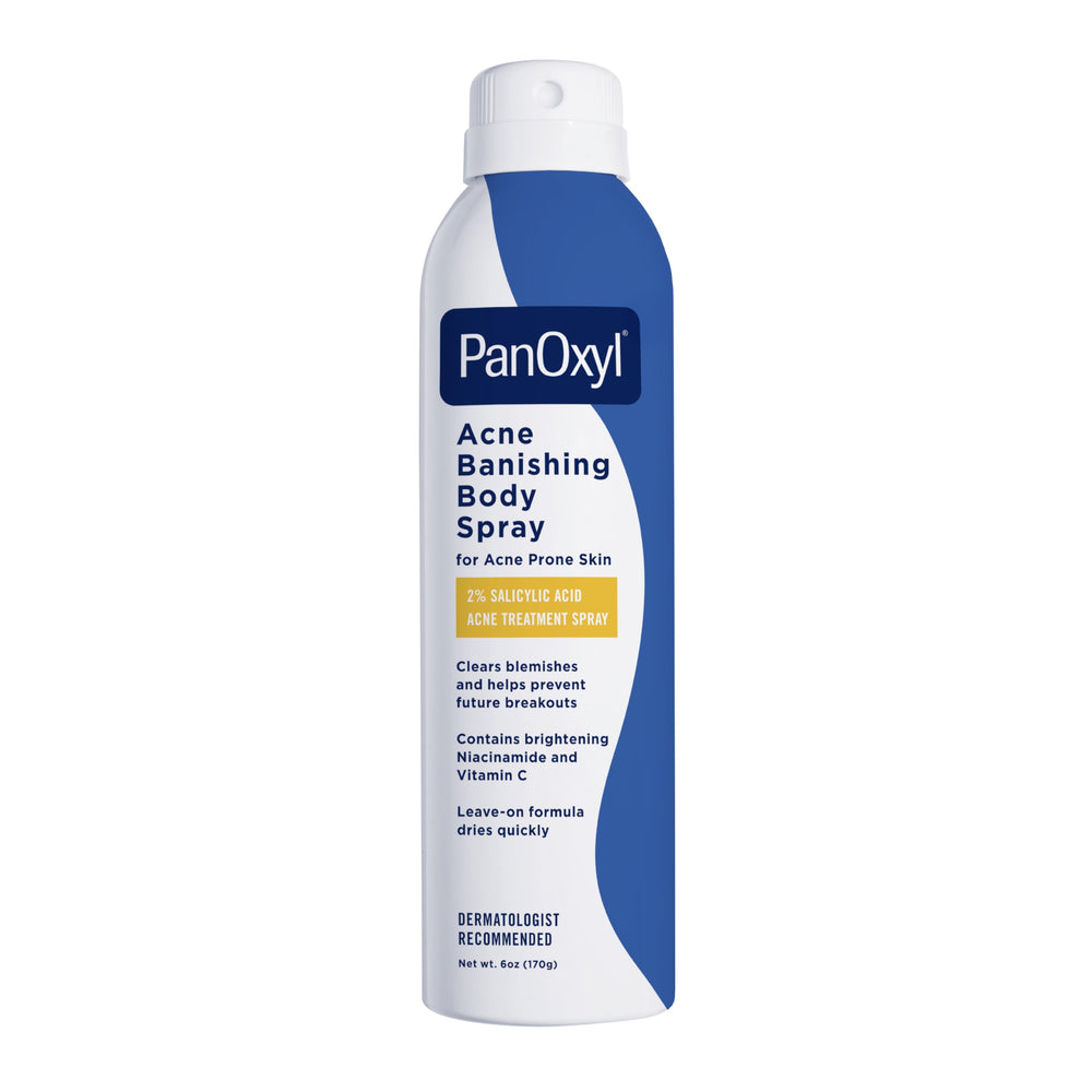 PanOxyl Acne Banishing Body Spray with 360-degree nozzle enables full-body coverage.