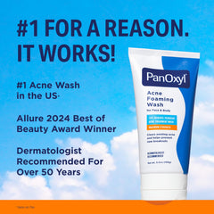 PanOxyl face and back cleansing in use to help prevent breakouts on a busy day.
