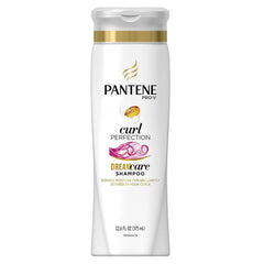 Pantene Pro-V Curly Perfection Shampoo bottle promoting defined, moisturized curls