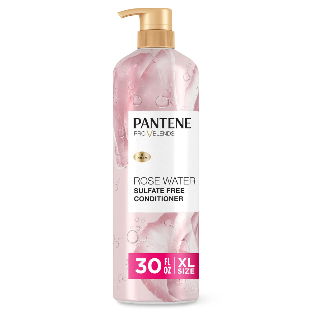 Pantene Rose Water Conditioner bottle showing hydrating formula for dry hair