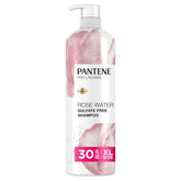 Pantene Rose Water Shampoo bottle shows 30 oz size for daily hydration.