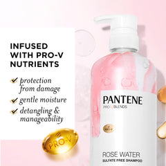 Close-up of ingredients panel showing Pro-V nutrients for stronger hair.