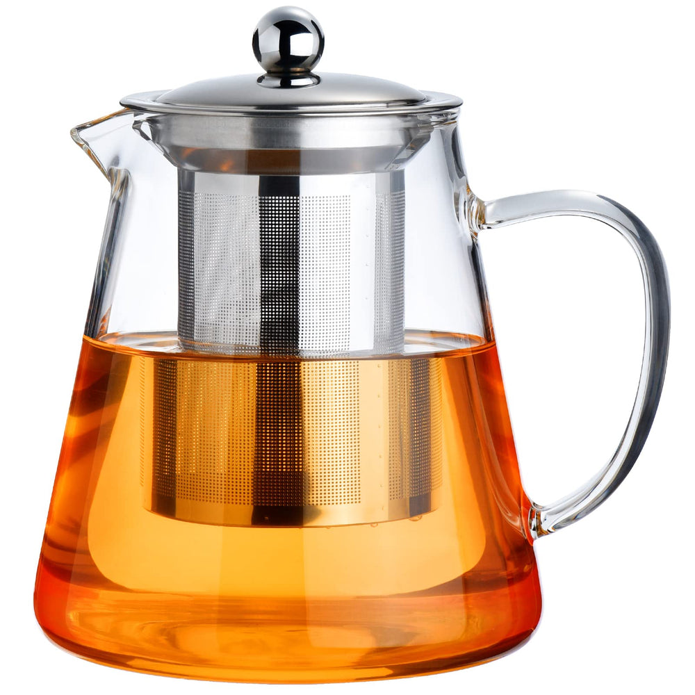 PARACITY glass teapot on stove shows clear borosilicate body and 550ml capacity.