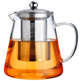 PARACITY glass teapot on stove shows clear borosilicate body and 550ml capacity.