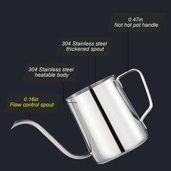 PARACITY Pour Over Kettle in stainless steel resists rust for longevity.