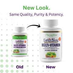 Paradise Herbs Earth's Blend bottle back with suggested use and ingredients