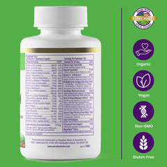 Paradise Herbs Earth's Blend ORAC Energy Greens emblem signals antioxidant power.