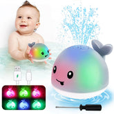 Parhilyar Toddla Whale bath toy sprinkler activates a fountain and lights during bath.