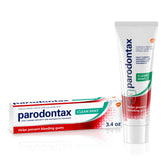 Parodontax Clean Mint toothpaste tube close-up for mint fresh breath support.