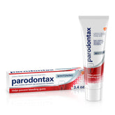 Parodontax whitening toothpaste tube for daily whitening and gum care.