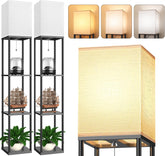 PARTPHONER floor lamp with shelves open top brightens living spaces.