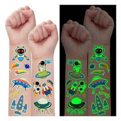 Partywind astronauts tattoo for kids with vivid glow, ideal for space-themed parties.