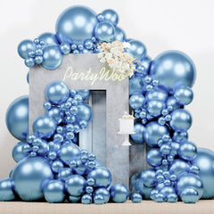 PartyWoo metallic light-blue 18in balloons for bold party decor