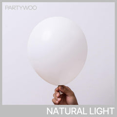 PartyWoo 12-inch white balloons provide sturdy accents for arches