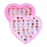 PASEMM 36pcs rings in a pink heart box for gifts and pretend play.