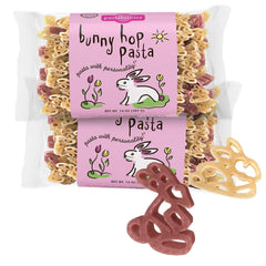 Pastabilities Bunny Hop Pasta packaging highlights kid-friendly, kosher-certified product.