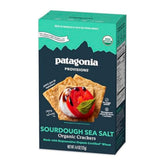 Patagonia Provisions organic sourdough sea salt crackers pack displaying a crisp, wholesome snack.