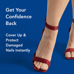 PatchRx Nighttime Renewal patch on toenail showing discreet overnight wear