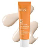 Paula's Choice vitamin C sheer sunscreen bottle showcasing SPF 50 protection