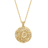 PAVOI moon coin pendant 18mm with CZ stones for everyday celestial style.