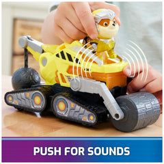 Paw Patrol Rubble truck side detail showcases durable construction and vivid colors.